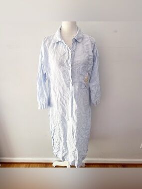Soft Surroundings Women 100% Linen Stripe Tunic Dress Medium Lagenlook Coastal
